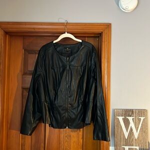 Black faux, leather lined jacket